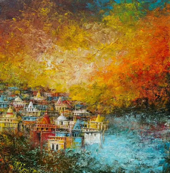 Golden Sunset Over Sacred Temples