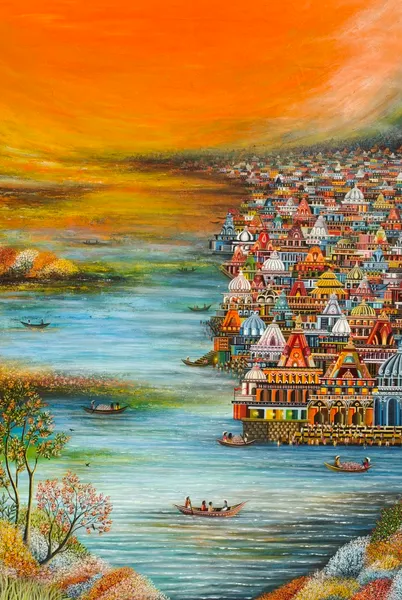 Riverside Temple Sanctuary at Golden Dusk