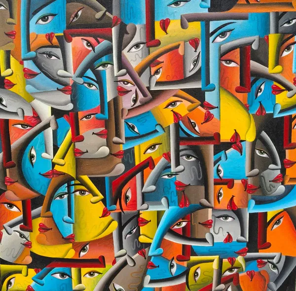 Chromatic Faces in Motion: Abstract Cubist Harmony