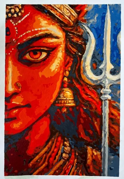 Divine Crimson: Lord Shiva's Ethereal Vision