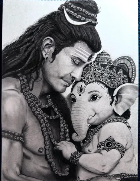 Divine Bond: Shiva and Ganesha in Reverence