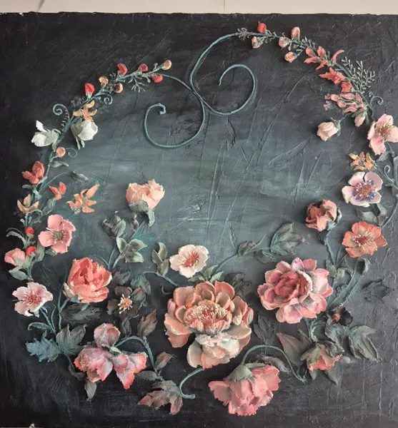 Peony Wreath – Mixed Media Floral Painting