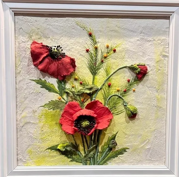 Poppy Reverie – Mixed Media Textured Floral Art