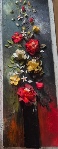 Floral Cascade – Mixed Media Painting on Canvas