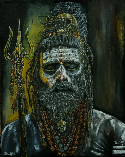 The Silent Aghori 🔱 – Acrylic Painting on Canvas