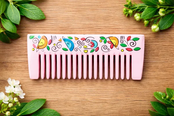 Colorful Birds – Wood Carved Comb